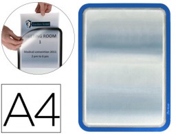 2 marcos porta anuncios Tarifold A4 azul dorso adhesivo removible